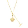 Adornia 14k Gold Plated Adjustable Paperclip Lariat With Crystal Initial Medallion In Gold