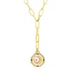 ADORNIA 14K GOLD PLATED ADJUSTABLE PAPERCLIP MOON TABLET OCTAGON NECKLACE