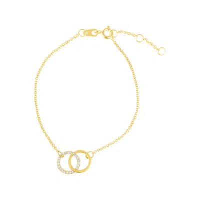 Adornia 14k Gold Plated Adjustable Pave Cz Rings Bracelet