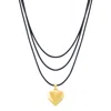 Adornia 14k Gold Plated Adjustable Puffy Heart With Black Chord Bolo Necklace In Gold