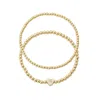 Adornia 14k Gold Plated Ball Bead Initial Bracelet Set In Gold