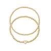 Adornia 14k Gold Plated Ball Bead Initial Bracelet Set In Multi