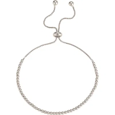 Adornia 14k Gold Plated Beaded Slider Bracelet In Silver