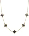 Adornia 14k Gold Plated Black Floral Station Necklace