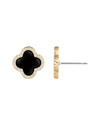 Adornia 14k Plated Cz Black Halo Clover Stud Earrings