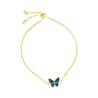Adornia 14k Gold Plated Blue Butterfly Bolo Bracelet