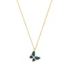 Adornia 14k Gold Plated Blue Butterfly Necklace In Blue