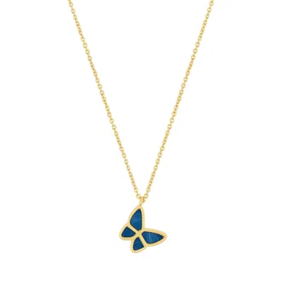 Adornia 14k Gold Plated Blue Butterfly Necklace