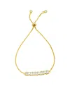 ADORNIA 14K GOLD-PLATED BOLO BRACELET WITH BAGUETTE CRYSTAL BAR