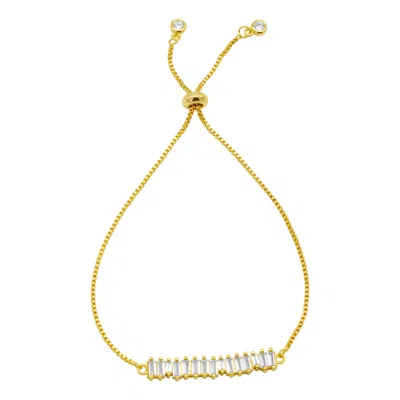 Adornia 14k Gold Plated Bolo Bracelet With Baguette Crystal Bar