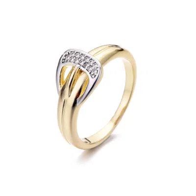 Adornia 14k Gold Plated Cubic Zirconia Buckle Ring In Multi