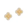 Adornia Button Clover Cubic Zirconia Halo Stud Earrings In Gold