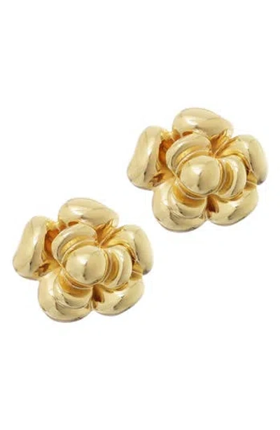 Adornia 14k Gold Plated Carnelian Flower Stud Earrings