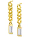 Adornia 14k Gold-plated Chain & Rectangle Crystal Linear Drop Earrings In Gold