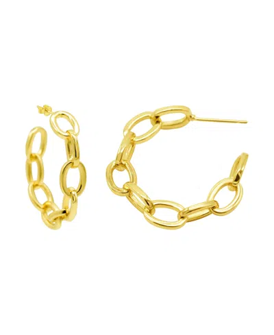 ADORNIA 14K GOLD-PLATED CHAIN LINK HOOP EARRINGS
