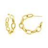 ADORNIA 14K GOLD PLATED CHAIN LINK HOOP EARRINGS
