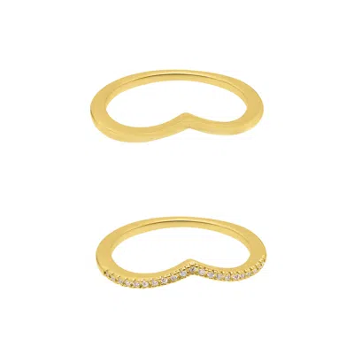 Adornia 14k Gold Plated Chevron Pair Of Rings