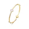 Adornia Mother Of Pearl Clover Station Bangle In Gold