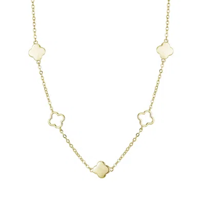Adornia 14k Gold Plated Clover Station Necklace