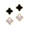 Adornia 14k Gold Plated Clover Stud Set In Gold