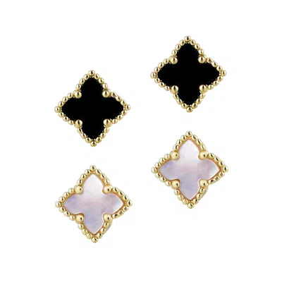 Adornia 14k Gold Plated Clover Stud Set