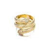 Adornia 14k Gold Plated Coil Wrap Cz Ring In Gold
