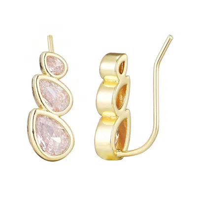 ADORNIA 14K GOLD PLATED CRYSTAL CLIMBER EARRINGS