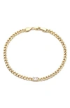 Adornia 14k Gold Plated Crystal Curb Chain Anklet