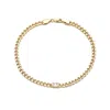 Adornia 14k Gold Plated Crystal Curb Chain Anklet In Gold