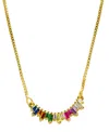 ADORNIA 14K GOLD-PLATED CRYSTAL CURVED BAR NECKLACE