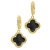 Adornia Crystal Halo Clover Drop Earrings In Black