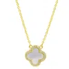Adornia 14k Gold-plated Crystal Halo White Mother-of-pearl Clover Necklace