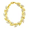 ADORNIA 14K GOLD PLATED CRYSTAL LEAF BRACELET