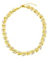 ADORNIA 14K GOLD-PLATED CRYSTAL LEAF NECKLACE