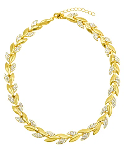 ADORNIA 14K GOLD-PLATED CRYSTAL LEAF NECKLACE