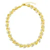 ADORNIA 14K GOLD PLATED CRYSTAL LEAF NECKLACE