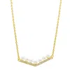 Adornia 14k Gold Plated Crystal Pearl Bar V-necklace In White