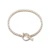 Adornia 14k Gold Plated Crystal Toggle Tennis Bracelet In Gold