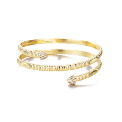 Adornia 14k Plated Cz Crystal Wrap Cuff Bracelet In Gold