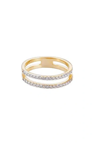 Adornia 14k Gold Plated Cubic Zirconia Double Band Ring