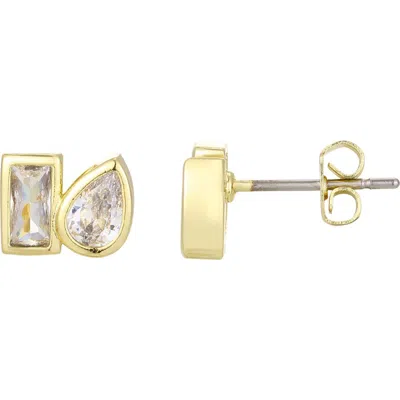 Adornia 14k Gold Plated Cubic Zirconia Duo Stud Earrings