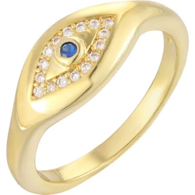 Adornia 14k Gold Plated Cubic Zirconia Evil Eye Ring