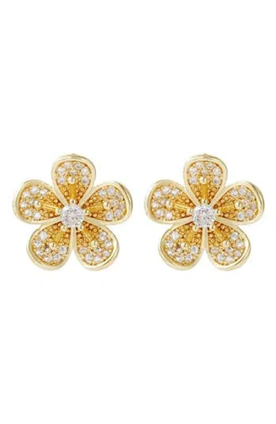 Adornia 14k Gold Plated Cubic Zirconia Flower Stud Earrings