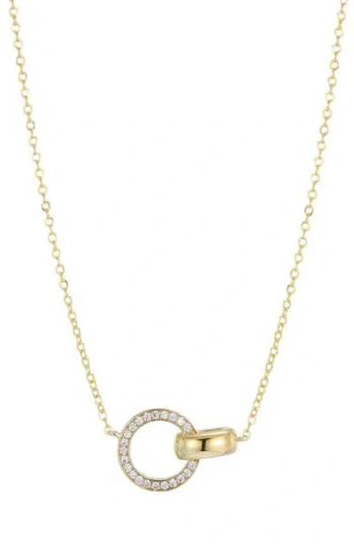 Adornia 14k Gold Plated Cubic Zirconia Interlocking Circles Pendant Necklace In Red