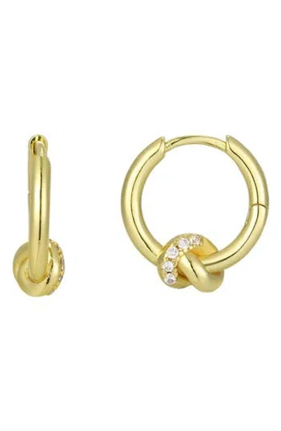 Adornia 14k Gold Plated Cubic Zirconia Knot Huggie Hoop Earrings In Pink