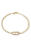 Adornia 14k Gold Plated Cubic Zirconia Mixed Chain Bracelet In Gold
