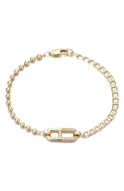 Adornia 14k Gold Plated Cubic Zirconia Mixed Chain Bracelet