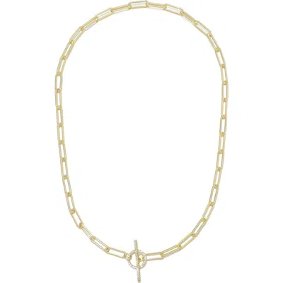 Adornia 14k Gold Plated Cubic Zirconia Paperclip Necklace
