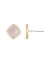 Adornia 14k Gold Plated Cushion-shaped Mother Of Pearl Cz Halo Stud Earrings