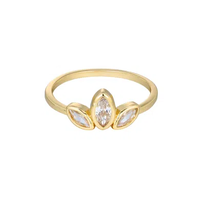 Adornia 14k Gold Plated Cz 3-deco Petals Ring